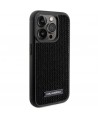Karl Lagerfeld Rhinestone Logo Metal Plate case for iPhone 15 Pro Max - black