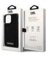 Karl Lagerfeld Rhinestone Logo Metal Plate case for iPhone 15 Pro Max - black