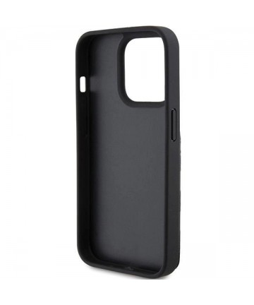 Karl Lagerfeld Saffiano Cardslots and Stand Monogram Choupette Case for iPhone 15 Pro Max - Black