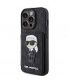 Karl Lagerfeld Saffiano Cardslots and Stand Monogram Ikonik Patch case for iPhone 15 Pro Max - black