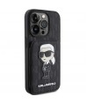 Karl Lagerfeld Saffiano Cardslots and Stand Monogram Ikonik Patch case for iPhone 15 Pro Max - black