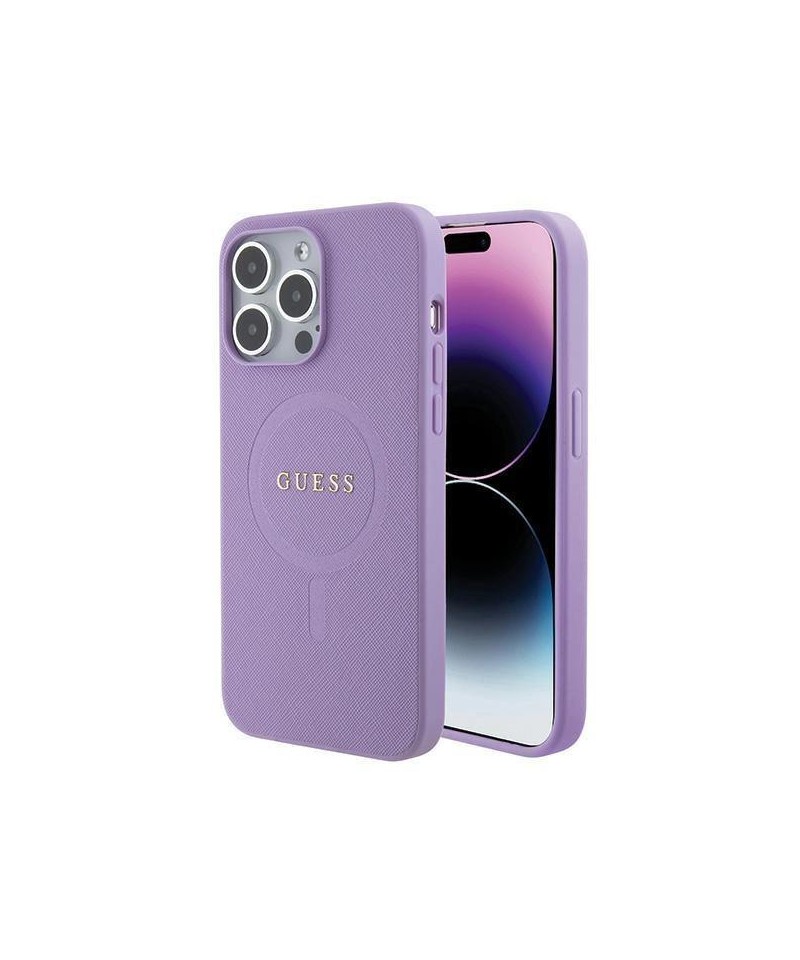 Guess Saffiano MagSafe case for iPhone 15 Pro - purple