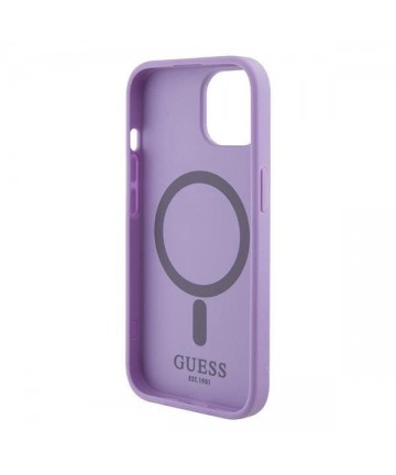 Guess Saffiano MagSafe case for iPhone 15 Plus - purple