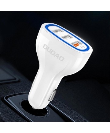 Dudao car charger quick charge Quick Charge 3.0 QC3.0 2.4A 18W 3x USB white (R7S white)
