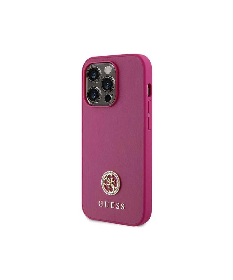 Guess Silicone Case with 4G Strass Logo Case - White - iPhone 15 Pro Max