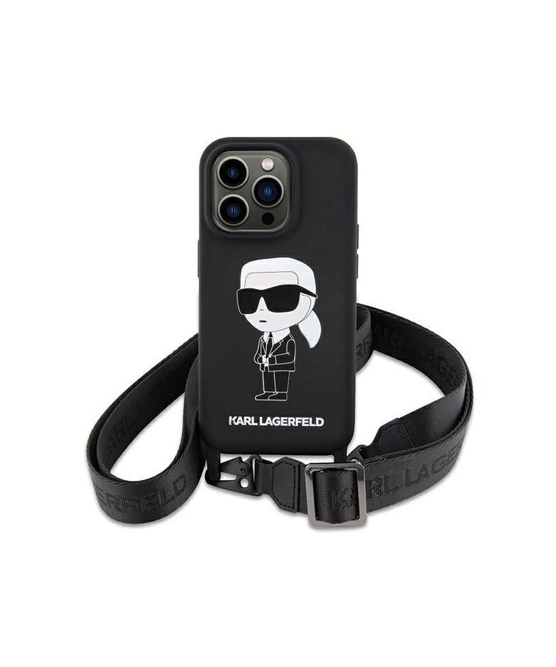 Karl Lagerfeld KLHCP15SSCBSKNK iPhone 15 6.1" hardcase black/black Crossbody Silicone Ikonik