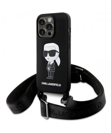 Karl Lagerfeld KLHCP15XSCBSKNK iPhone 15 Pro Max 6.7" hardcase black/black Crossbody Silicone Ikonik