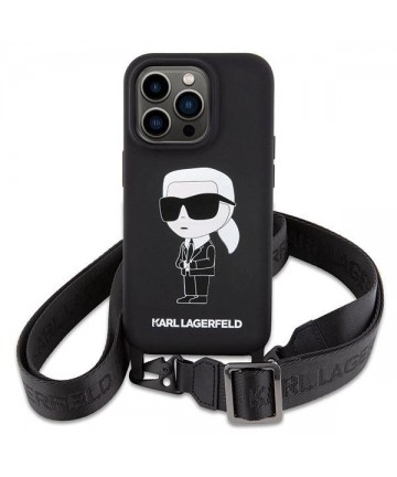 Karl Lagerfeld KLHCP15XSCBSKNK iPhone 15 Pro Max 6.7" hardcase black/black Crossbody Silicone Ikonik
