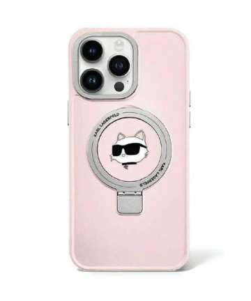 Karl Lagerfeld KLHMP15LHMRSCHP iPhone 15 Pro 6.1" pink/pink hardcase Ring Stand Choupette Head MagSafe