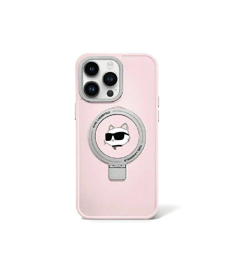 Karl Lagerfeld KLHMP15LHMRSCHP iPhone 15 Pro 6.1" pink/pink hardcase Ring Stand Choupette Head MagSafe