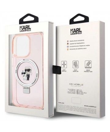 Karl Lagerfeld KLHMP15LHMRSKCP iPhone 15 Pro 6.1" pink/pink hardcase Ring Stand Karl&Choupette MagSafe