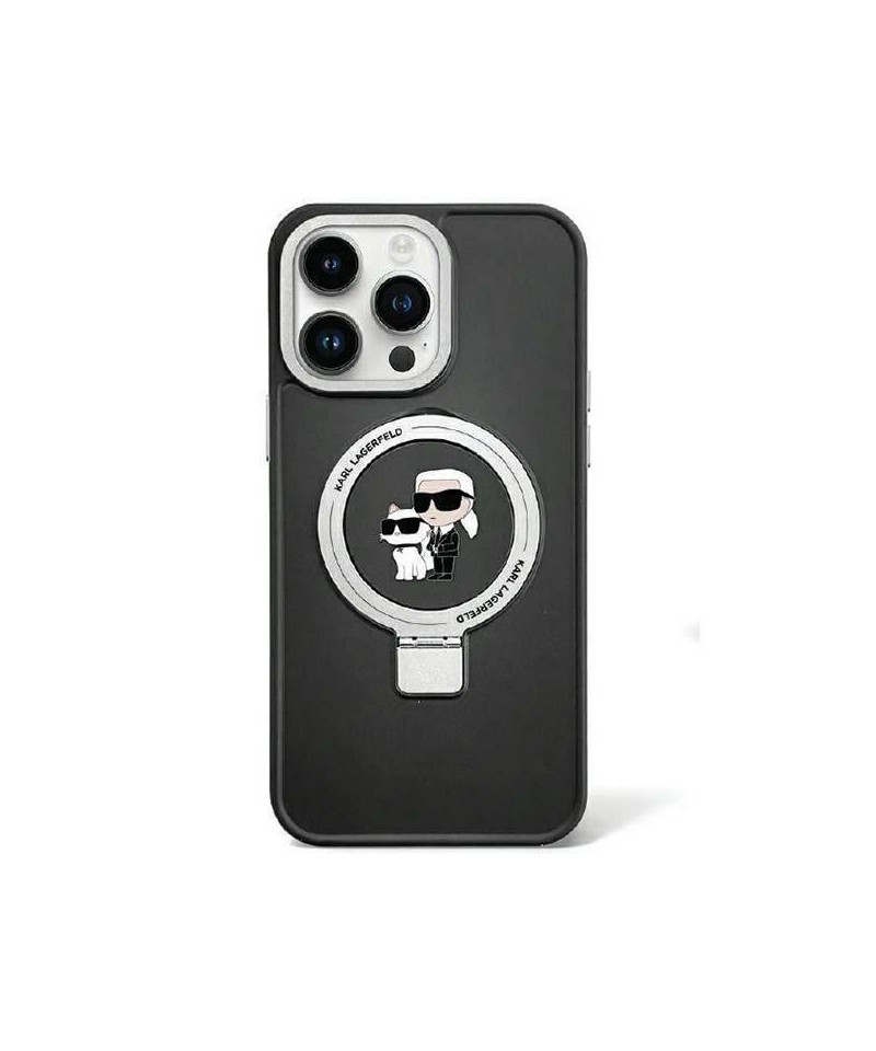 Karl Lagerfeld KLHMP15SHMRSKCK iPhone 15 6.1" black/black hardcase Ring Stand Karl&Choupette MagSafe