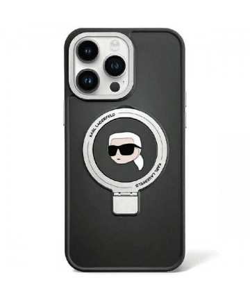 Karl Lagerfeld KLHMP15SHMRSKHK iPhone 15 6.1" black/black hardcase Ring Stand Karl Head MagSafe