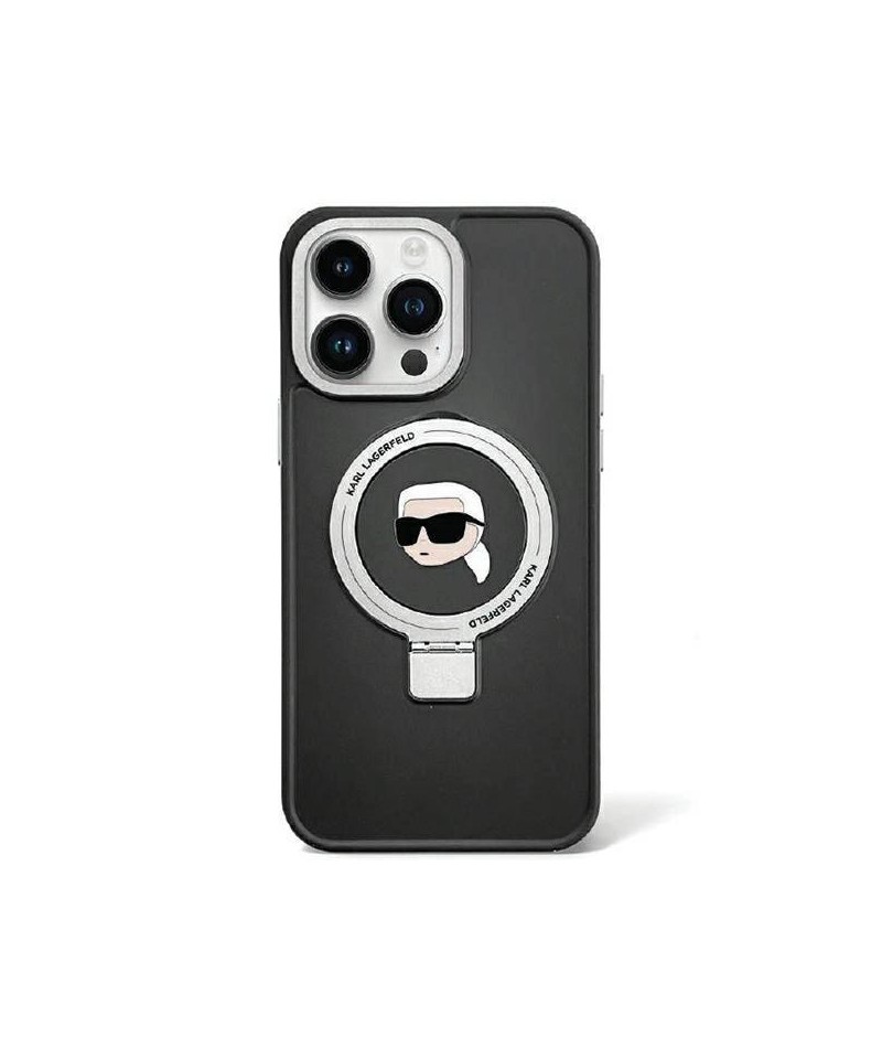 Karl Lagerfeld KLHMP15SHMRSKHK iPhone 15 6.1" black/black hardcase Ring Stand Karl Head MagSafe