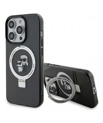 Karl Lagerfeld KLHMP15XHMRSKCK iPhone 15 Pro Max 6.7" black/black hardcase Ring Stand Karl&Choupette MagSafe
