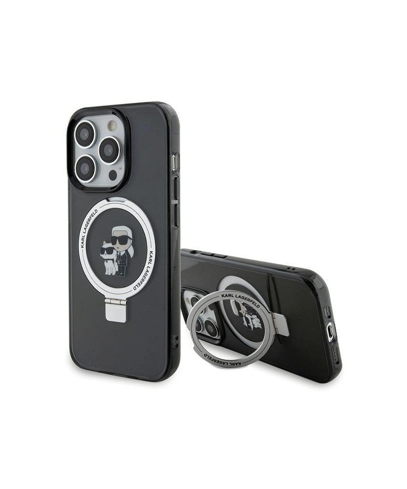 Karl Lagerfeld KLHMP15XHMRSKCK iPhone 15 Pro Max 6.7" black/black hardcase Ring Stand Karl&Choupette MagSafe