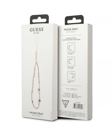 Guess pendant GUSTSHPP Phone Strap pink/pink Beads Shell