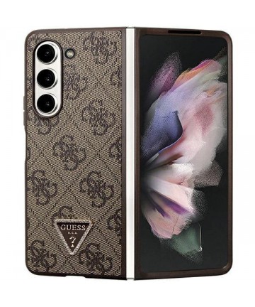 Guess Leather 4G Triangle Strass case for Samsung Galaxy Z Fold 5 - brown