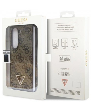 Guess Leather 4G Triangle Strass case for Samsung Galaxy Z Fold 5 - brown