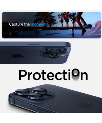 Spigen Optik.tR EZ Fit Camera Protector for iPhone 14 Pro / Pro Max / 15 Pro / Pro Max - Titanium Blue 2 pcs.