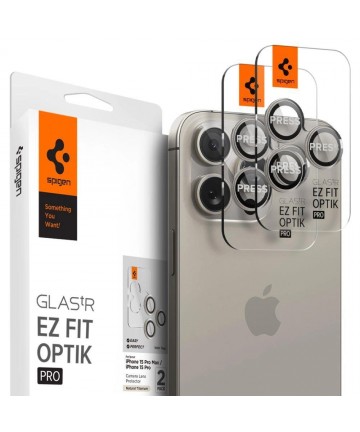 Spigen Optik.tR EZ Fit Camera Protector for iPhone 14 Pro / Pro Max / 15 Pro / Pro Max - Natural Titanium 2 pcs.