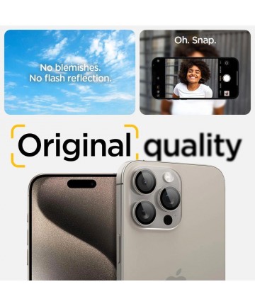 Spigen Optik.tR EZ Fit Camera Protector for iPhone 14 Pro / Pro Max / 15 Pro / Pro Max - Natural Titanium 2 pcs.