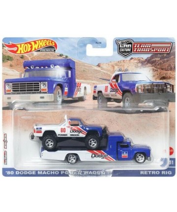 Mattel Hot Wheels: Premium Car Culture Team Transport - 80 Dodge Macho Power Wagon  Retro Rig (HKF38)