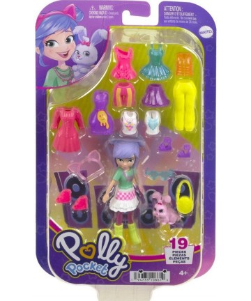 Mattel Polly Pocket: Medium Pack - Morning Walk Doll with Pet (HKV94)