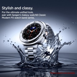 Spigen Bezel Tune Pro Pilot Cover for Samsung Galaxy Watch 8 Classic 46mm - Silver