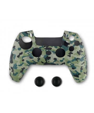 Spartan Gear - Controller Silicon Skin Cover and Thumb Grips (compatible with playstation 5) (colour: Green Camo)