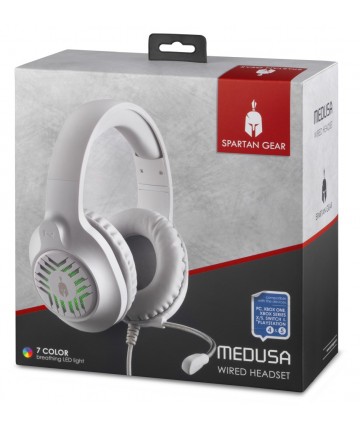 Spartan Gear - Medusa Wired Headset (Compatible with PC,PS4,PS5.XBOX1,XBOX series x/s,Switch) White/Grey