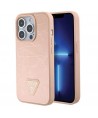 Guess Croco Triangle Metal Logo case for iPhone 15 Pro - pink