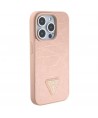 Guess Croco Triangle Metal Logo case for iPhone 15 Pro - pink