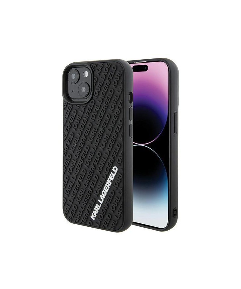 Karl Lagerfeld 3D Rubber Multi Logo case for iPhone 15 - black