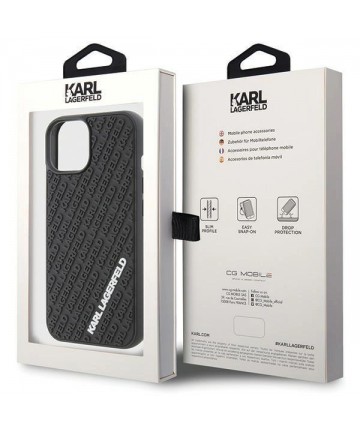 Karl Lagerfeld 3D Rubber Multi Logo case for iPhone 15 - black