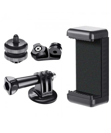 Phone/Sports Camera Holder with Adapter - Black
