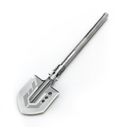 Wozinsky WSS-211 survival bushcraft shovel multifunctional knife breaker flint whistle harpoon 21 in 1 - gray