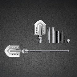 Wozinsky WSS-211 survival bushcraft shovel multifunctional knife breaker flint whistle harpoon 21 in 1 - gray