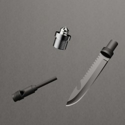 Wozinsky WSS-211 survival bushcraft shovel multifunctional knife breaker flint whistle harpoon 21 in 1 - gray