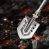 Wozinsky WSS-211 survival bushcraft shovel multifunctional knife breaker flint whistle harpoon 21 in 1 - gray