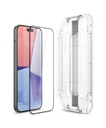Spigen Glas.tR EZ Fit FC Tempered Glass for iPhone 15 Plus - Black