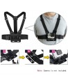 Adjustable harness for a sports camera with a rotating tripod and a phone stand
