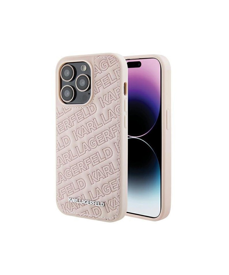 Karl Lagerfeld Quilted K Pattern case for iPhone 15 Pro Max - pink