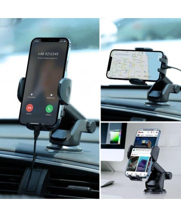 Joyroom car phone holder with telescopic extendable arm for dashboard and windshield black (JR-ZS259)
