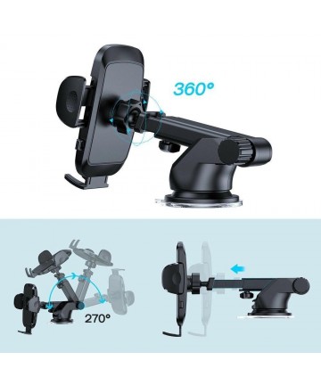 Joyroom car phone holder with telescopic extendable arm for dashboard and windshield black (JR-ZS259)