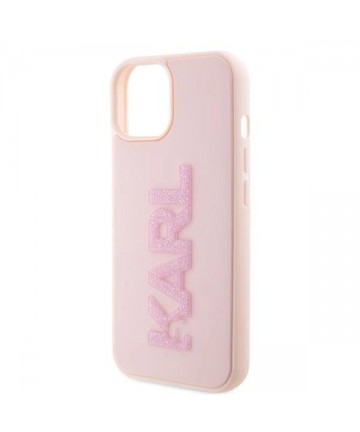 Karl Lagerfeld 3D Rubber Glitter Logo case for iPhone 15 - pink