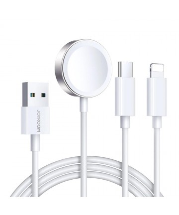 Joyroom S-IW008 3-in-1 cable magnetic charger USB-A - Lightning/USB-C 1.2m - white