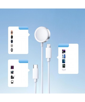 Joyroom S-IW008 3-in-1 cable magnetic charger USB-A - Lightning/USB-C 1.2m - white