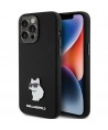 Karl Lagerfeld Silicone Choupette Metal Pin case for iPhone 15 Pro - black