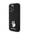 Karl Lagerfeld Silicone Choupette Metal Pin case for iPhone 15 Pro - black